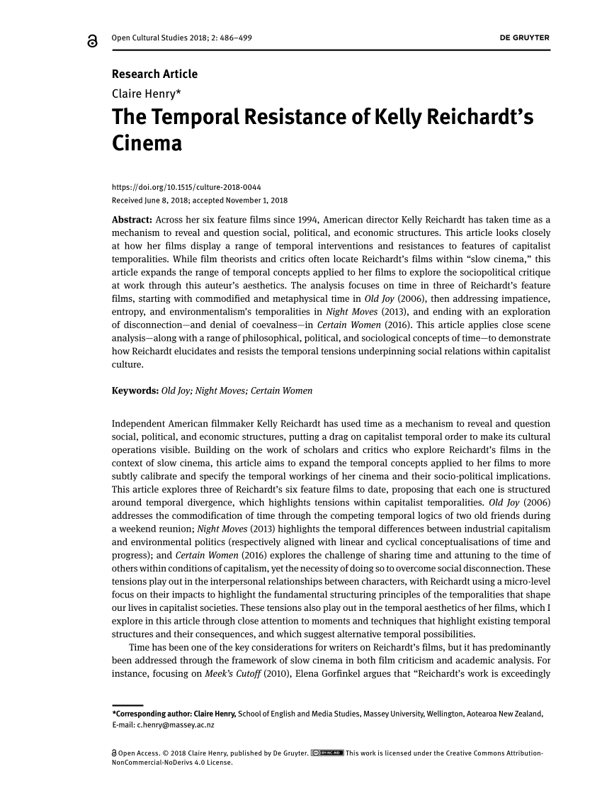 (PDF) The Temporal Resistance of Kelly Reichardts Cinema photo