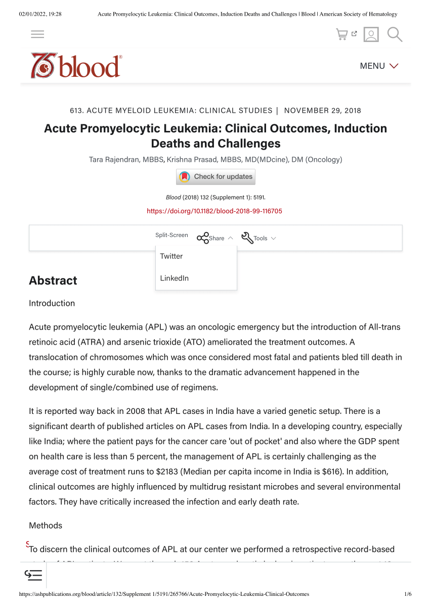 research paper on acute promyelocytic leukemia