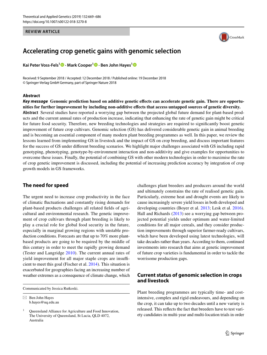 Mundskyl Ekspression Hofte PDF) Accelerating crop genetic gains with genomic selection