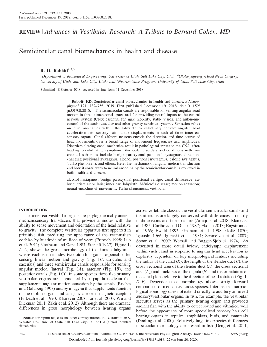 PDF) Semicircular canal biomechanics in health and disease