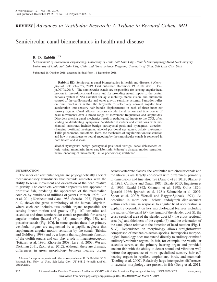 PDF) Semicircular canal biomechanics in health and disease