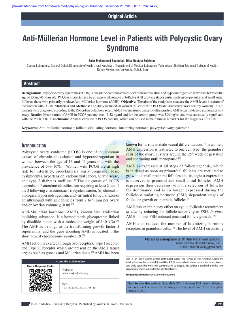 (PDF) Predictive value of anti-müllerian hormone, follicle 