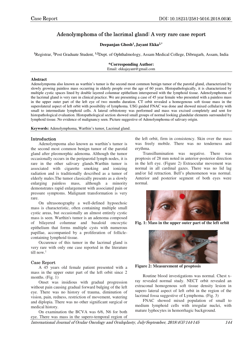 Pdf Adenolymphoma Of The Lacrimal Gland A Very Rare Case Report 7433