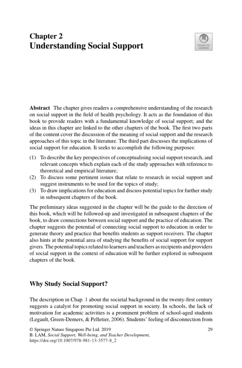 research paper about social support