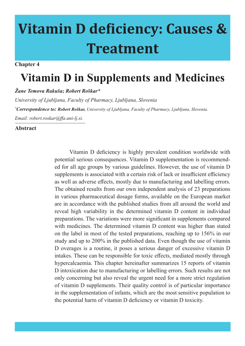 PDF) Vitamin D in Supplements and Medicines