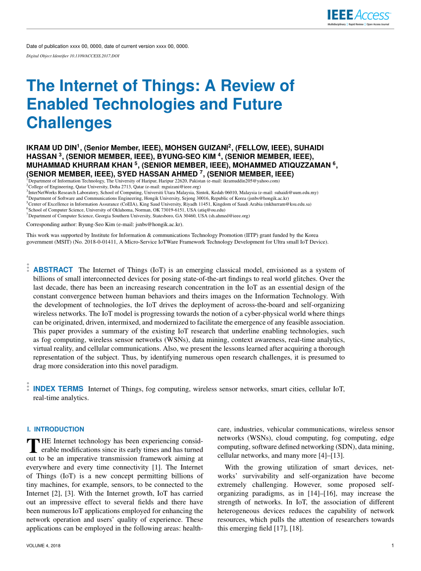 Pdf The Internet Of Things A Review Of Enabled Technologies And Future Challenges