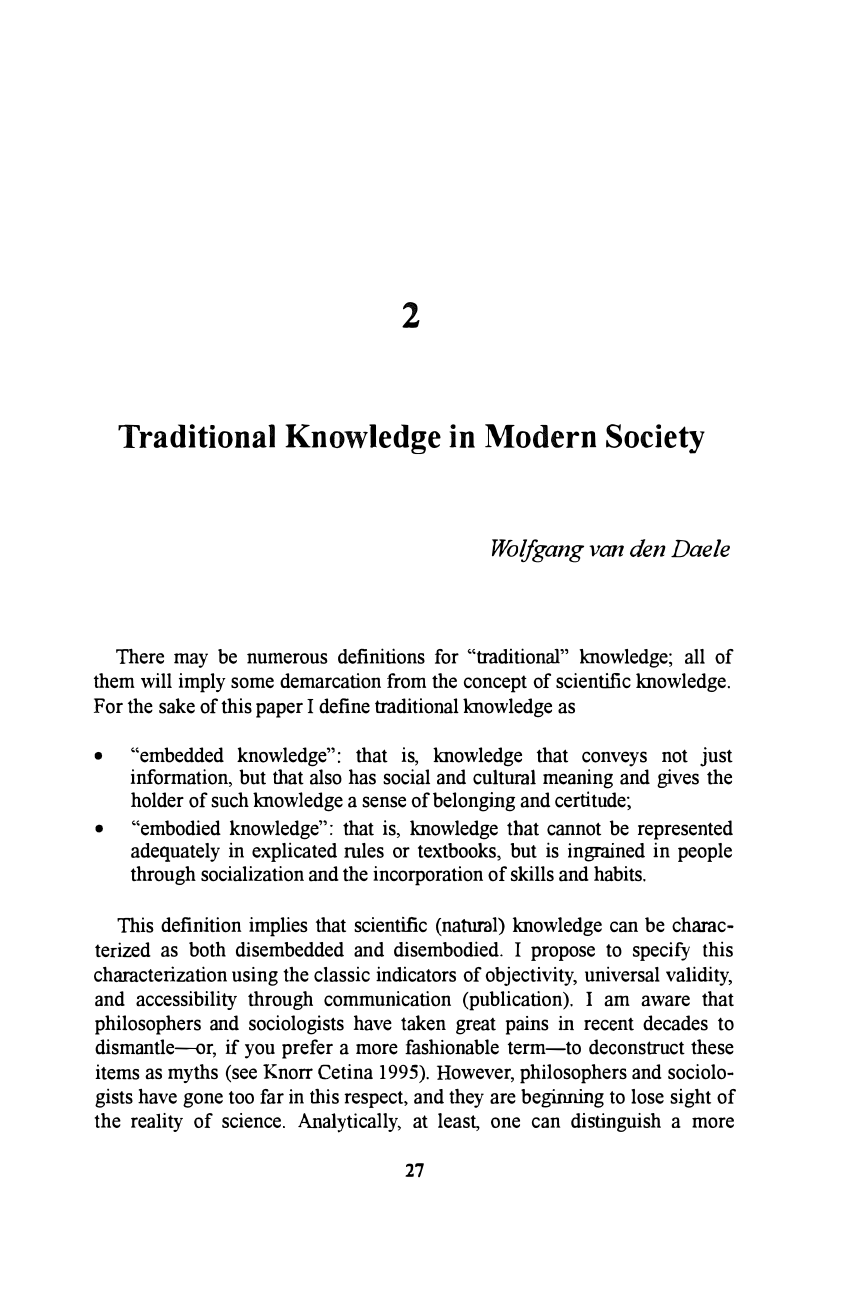 essay on traditional knowledge