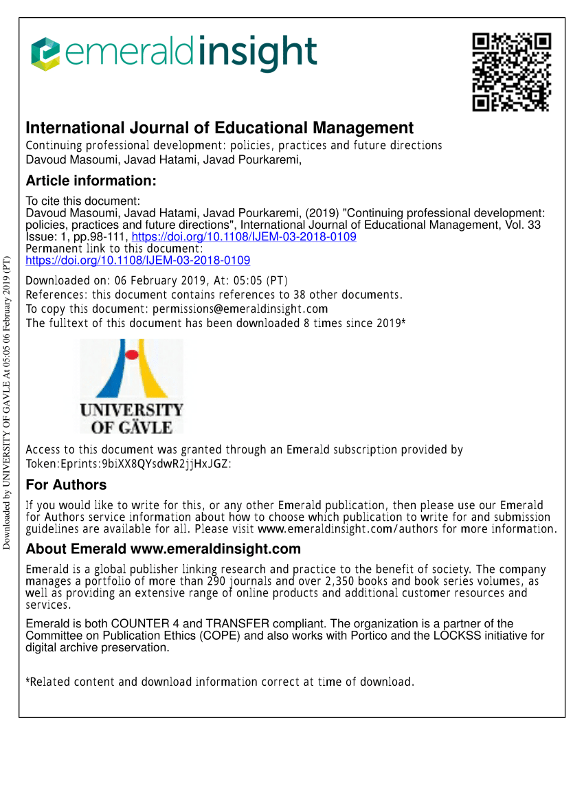 Pdf Continuing Professional Development Policies Practices And Future Directions