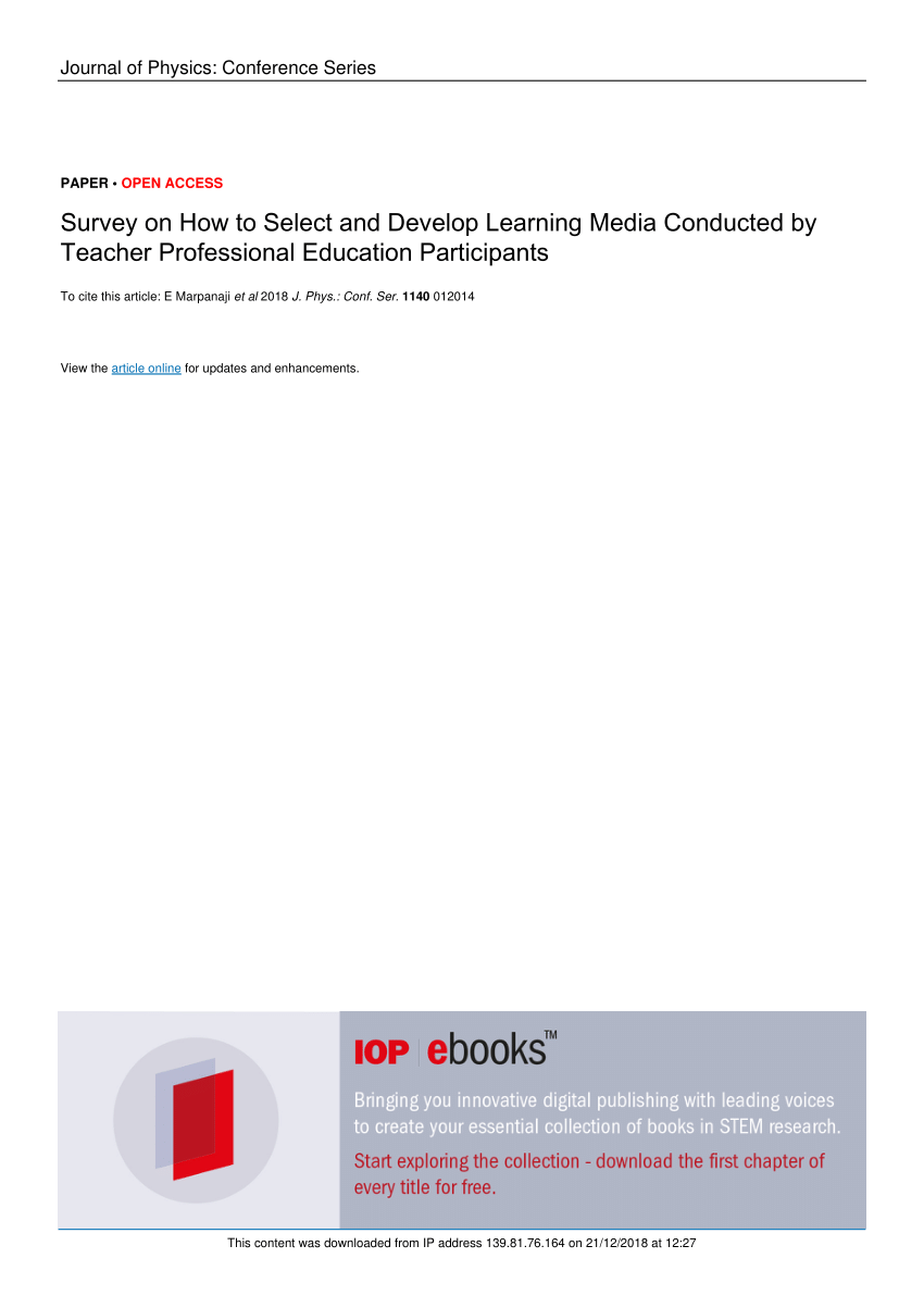 Pdf Survey On How To Select And Develop Learning Media Conducted