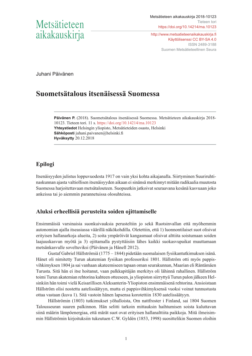 PDF) Suometsätalous itsenäisessä Suomessa