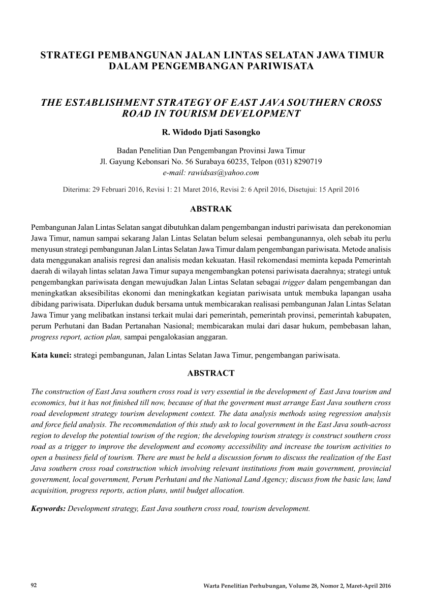 Pdf Strategi Pembangunan Jalan Lintas Selatan Jawa Timur