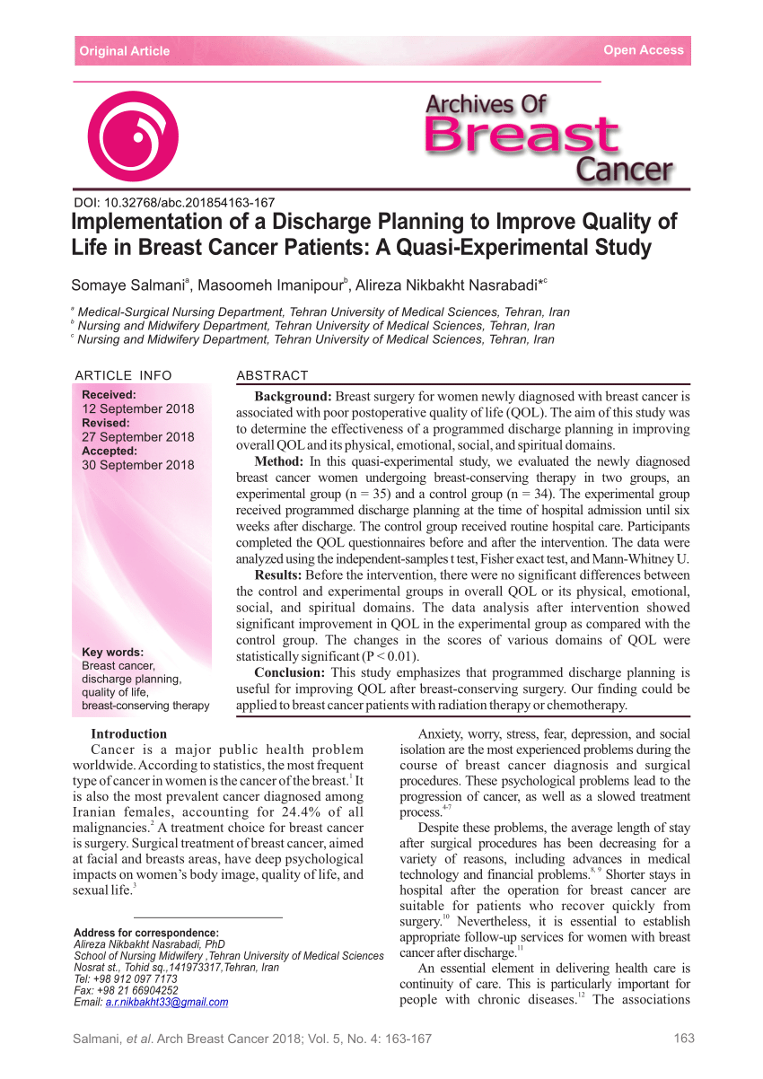 (PDF) The Implementation of a Discharge Planning to Improve Quality of ...