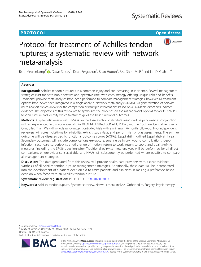 (PDF) Protocol for treatment of Achilles tendon ruptures