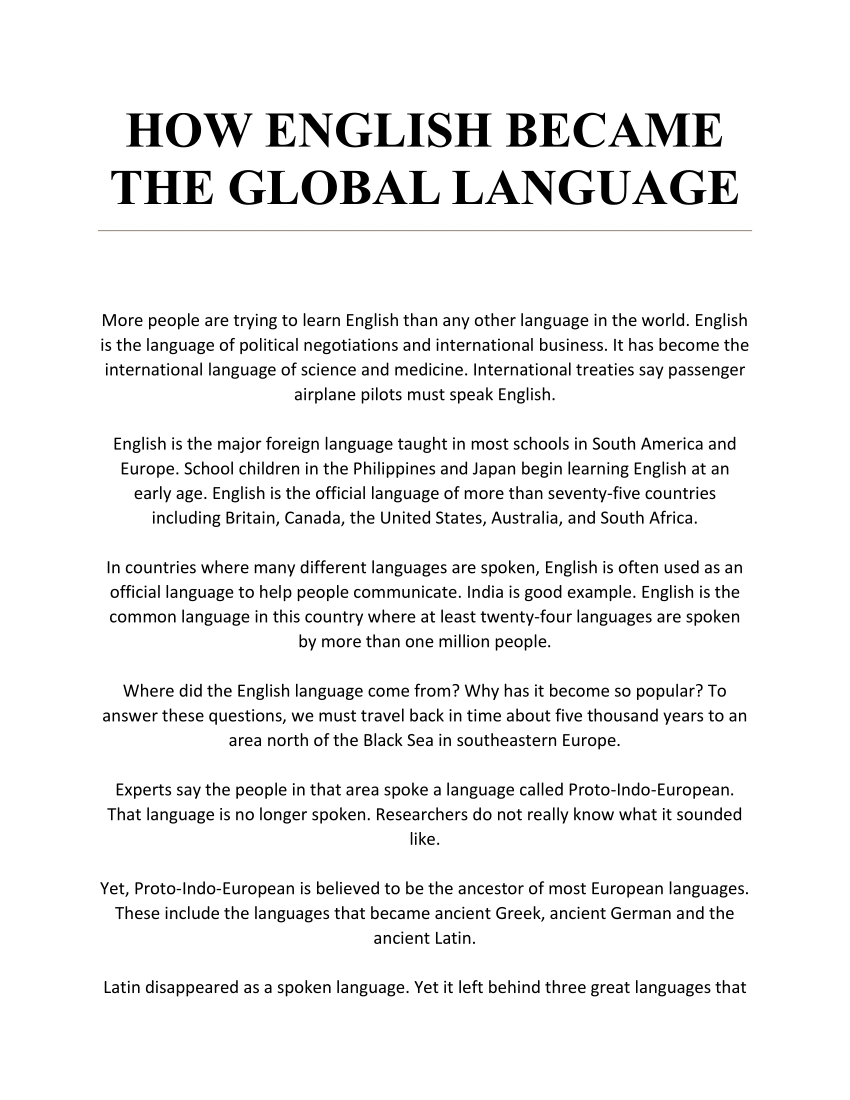 essay on english as a global language pdf