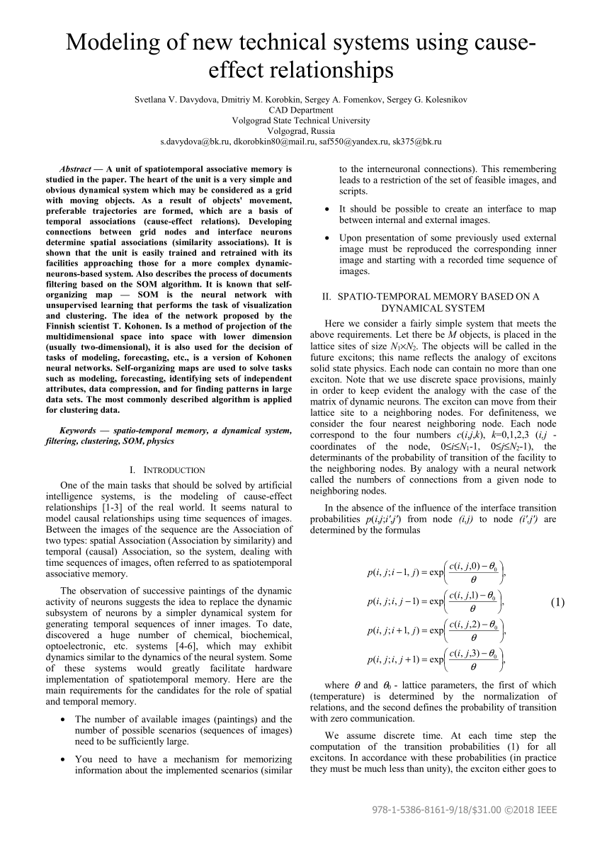 Pdf Modeling Of New Technical Systems Using Cause Effect Relationships