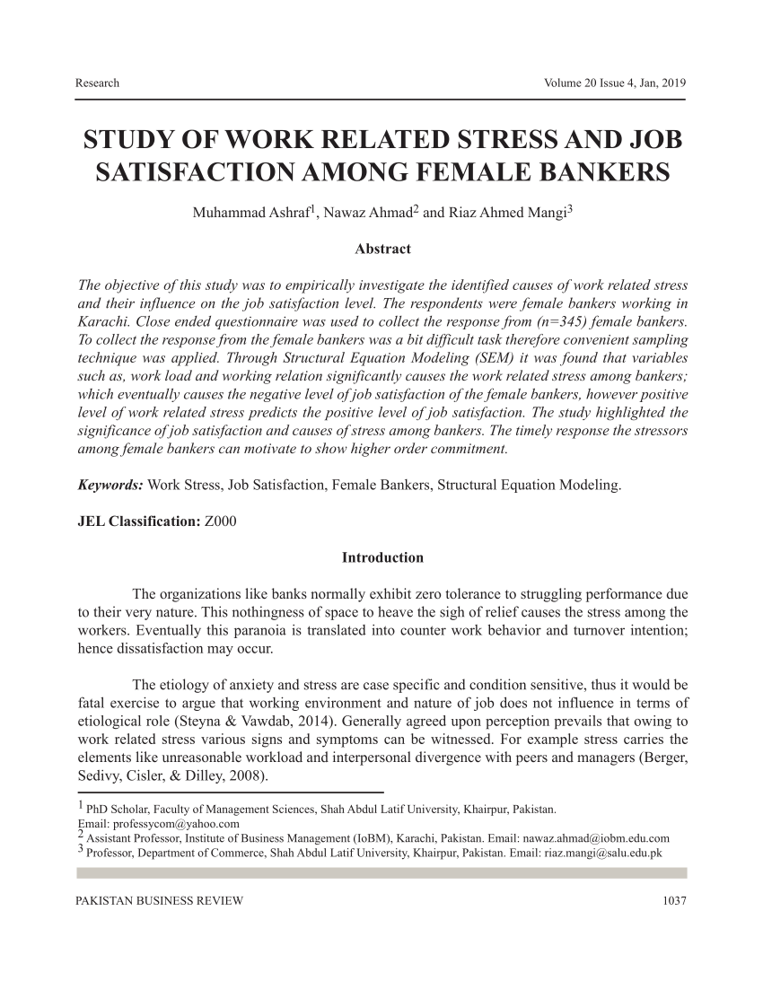 literature review on job stress and job satisfaction