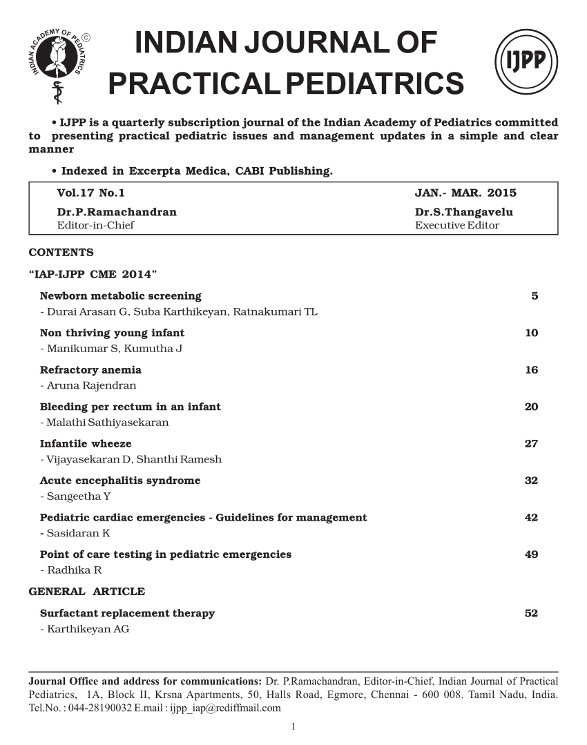 Pdf Indian Journal Of Practical Pediatrics