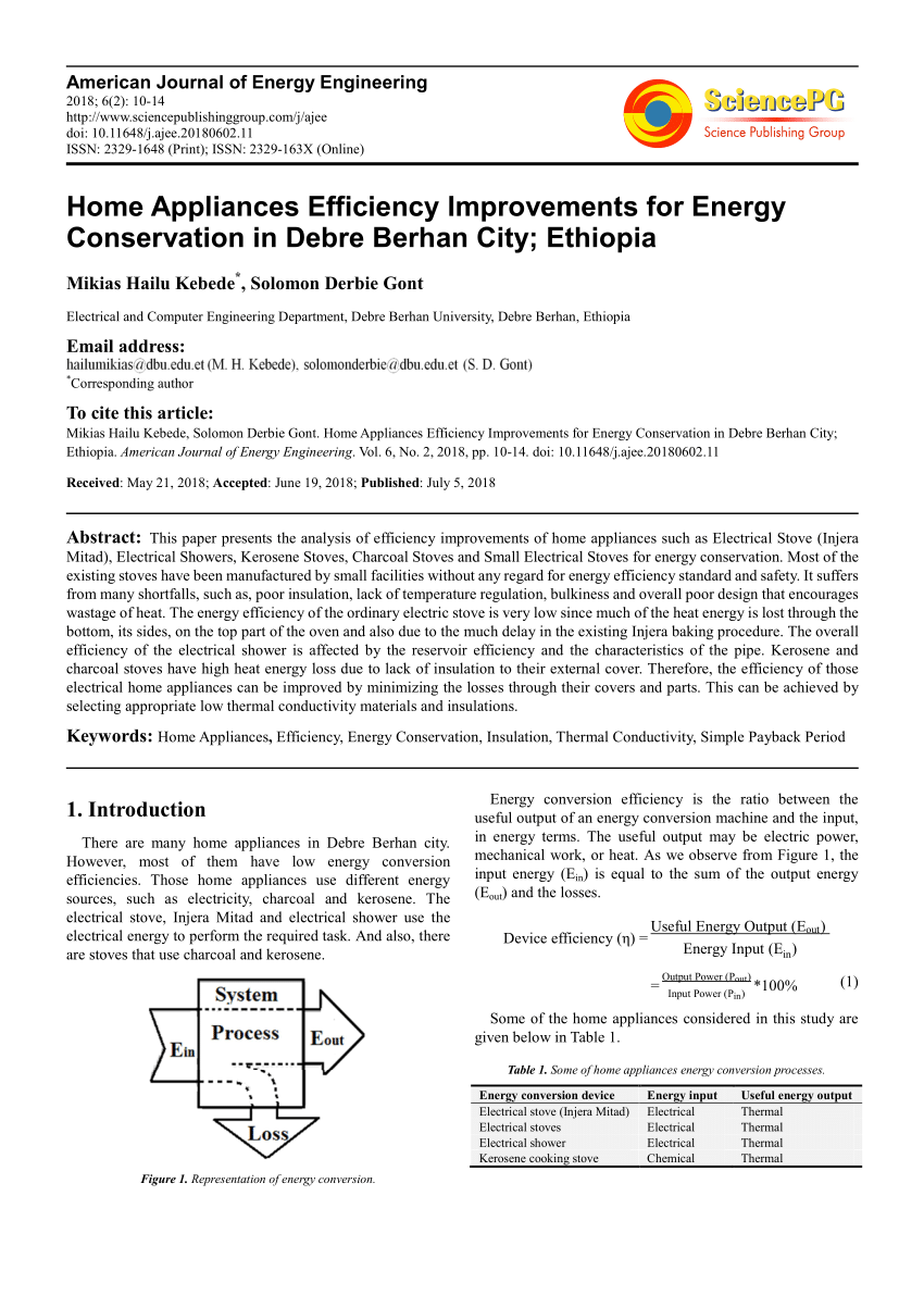 Some Of Home Appliances Energy Conversion Processes Download Table