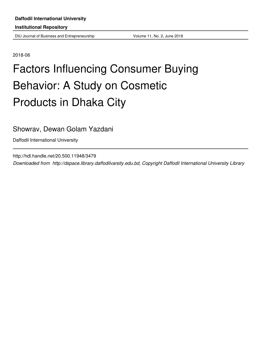 consumer buying behaviour towards cosmetics
