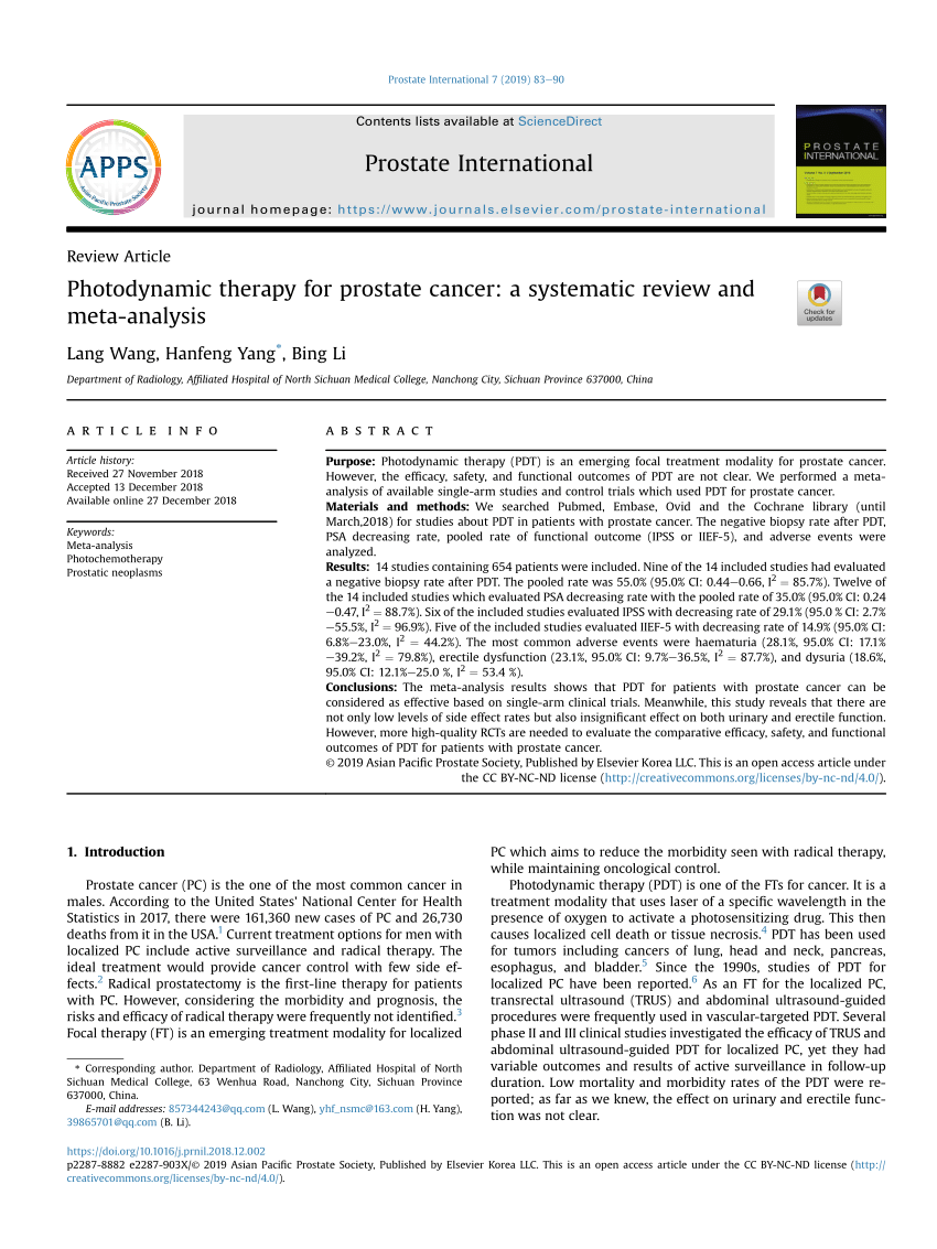 (PDF) Photodynamic Therapy for Prostate Cancer A Systematic Review and