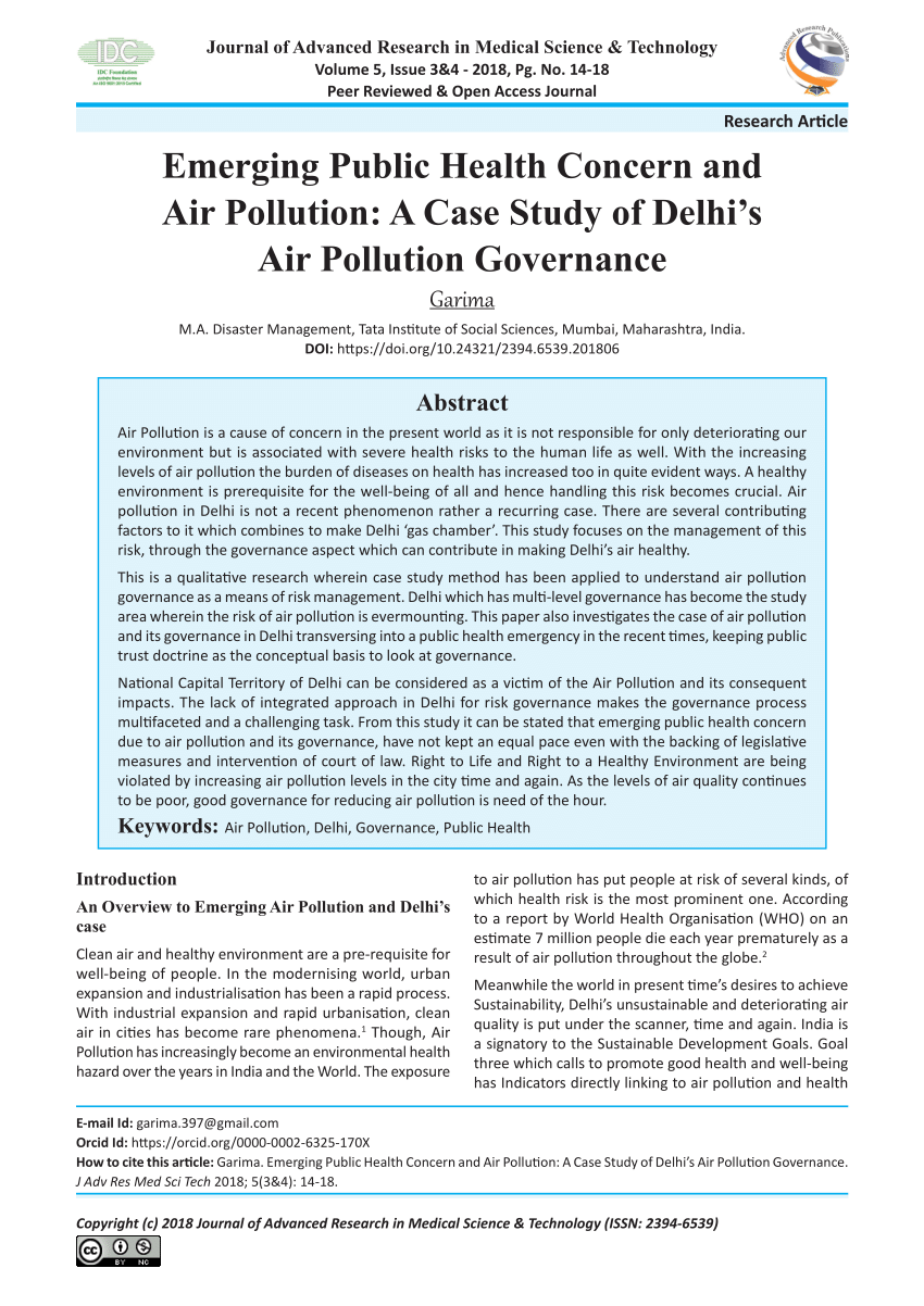 case study on air pollution for students
