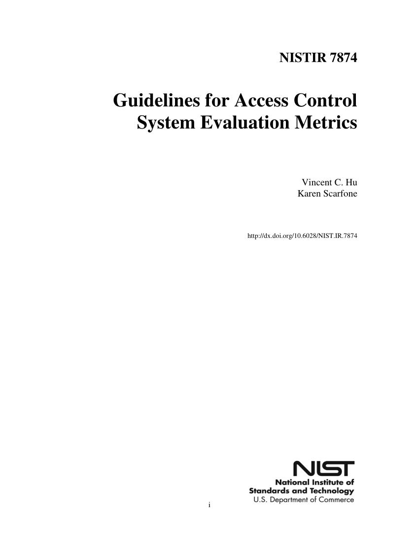 (PDF) NIST Interagency Report 7874, Guidelines for Access Control