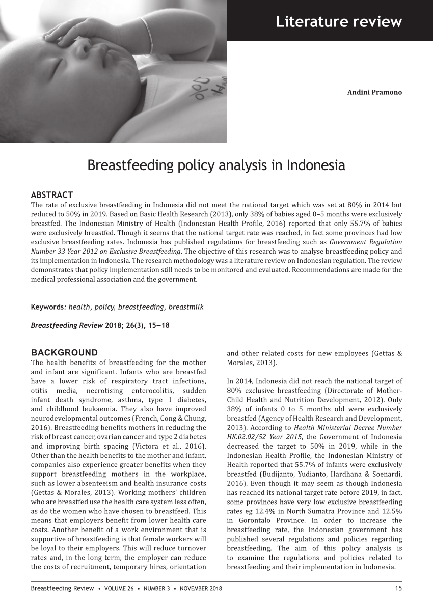 literature review on breastfeeding pdf