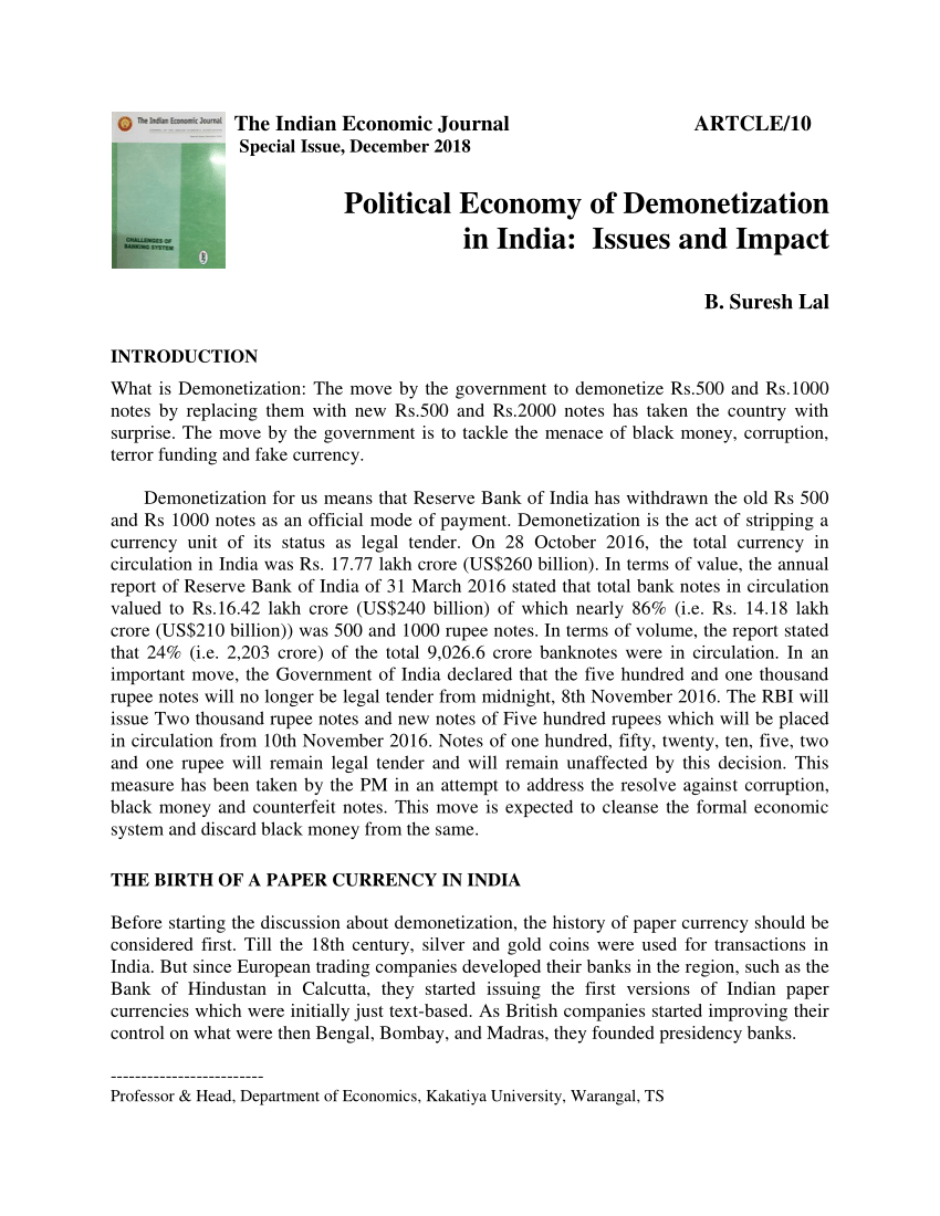 impact of demonetization in india research paper