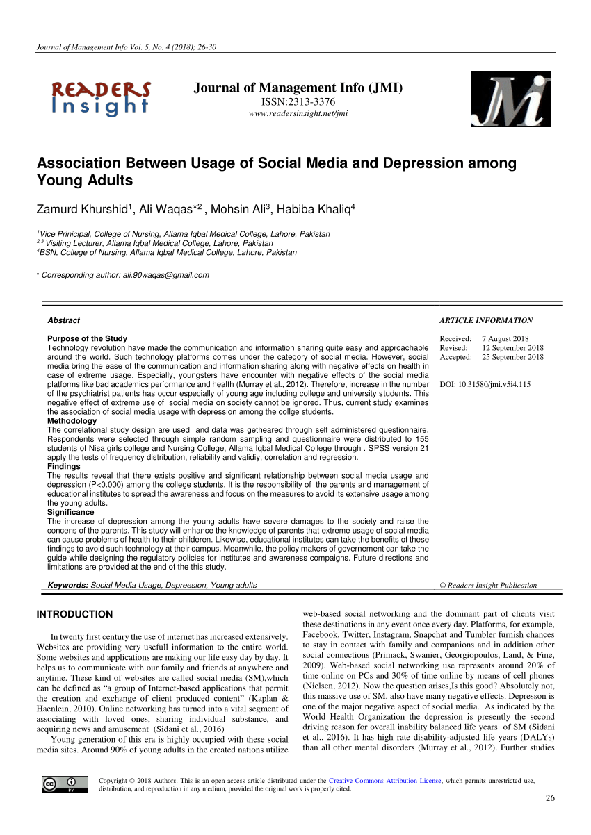 research paper on social media and depression