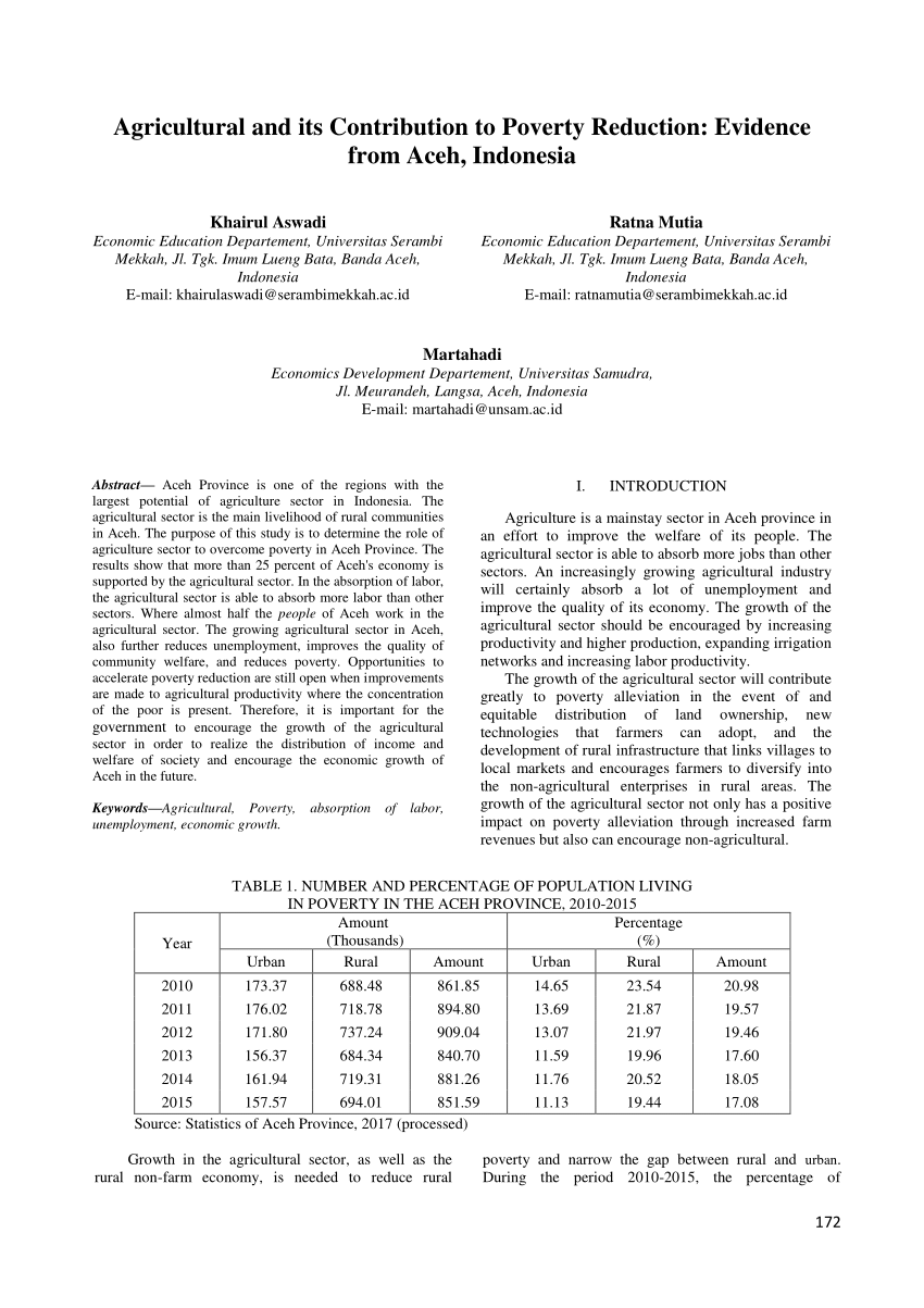 pdf agricultural and its contribution to poverty reduction evidence from aceh indonesia pdf agricultural and its contribution