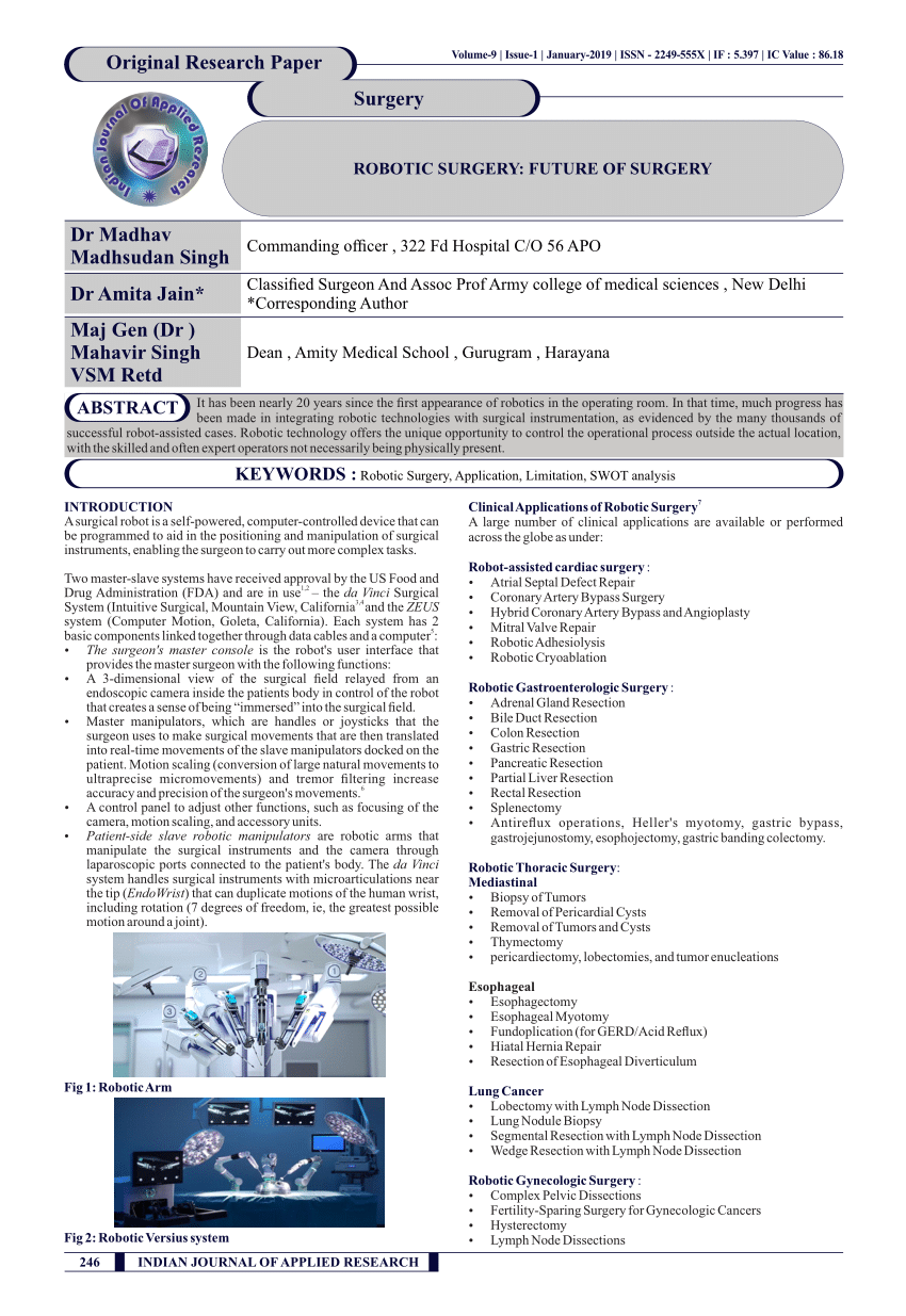 robotic surgery research paper