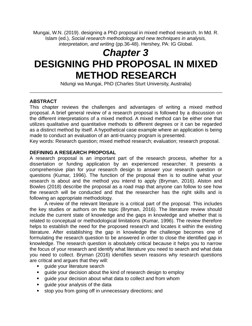 PDF) Designing a PhD Proposal in Mixed Method Research