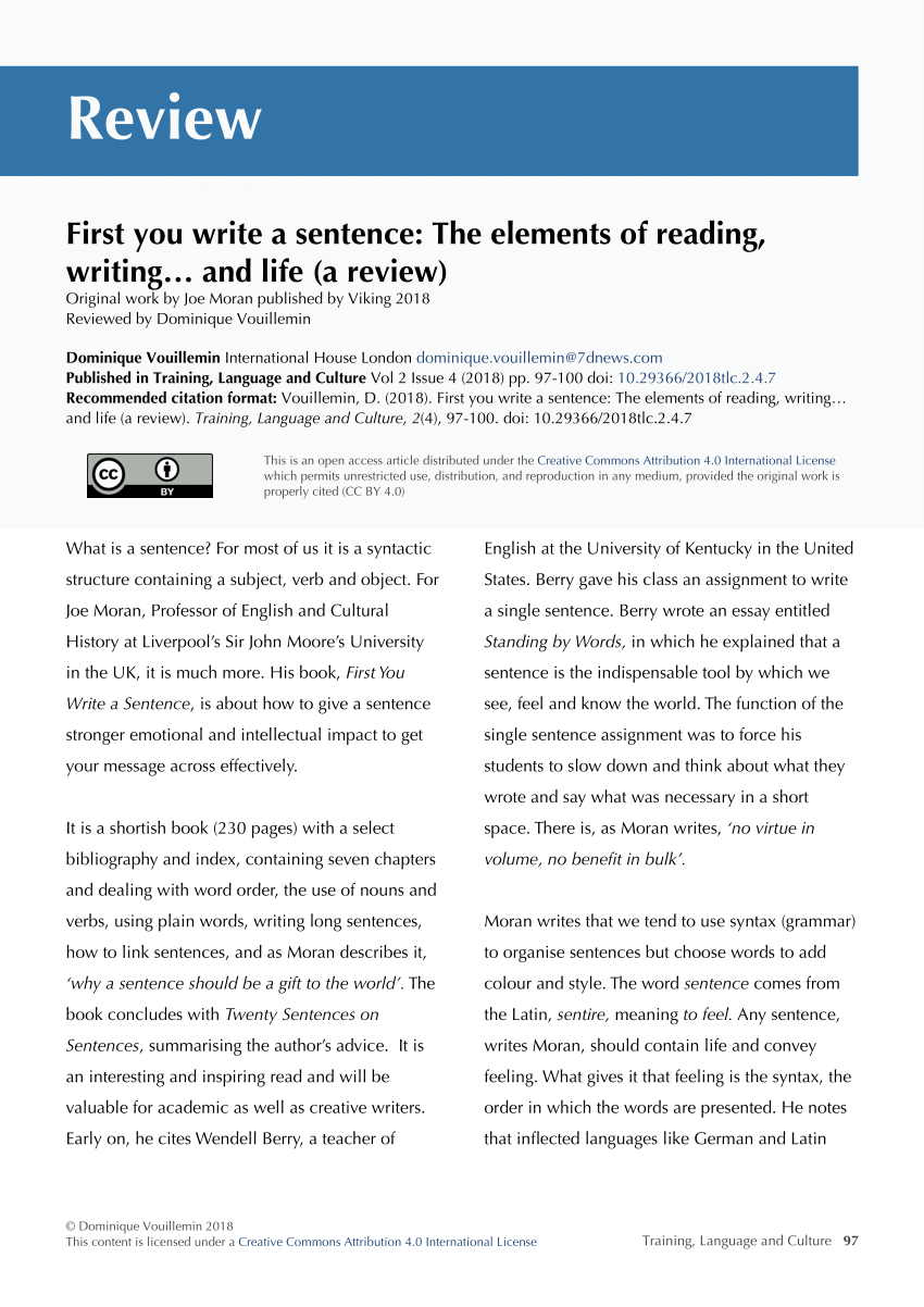 PDF) First you write a sentence: The elements of reading, writing