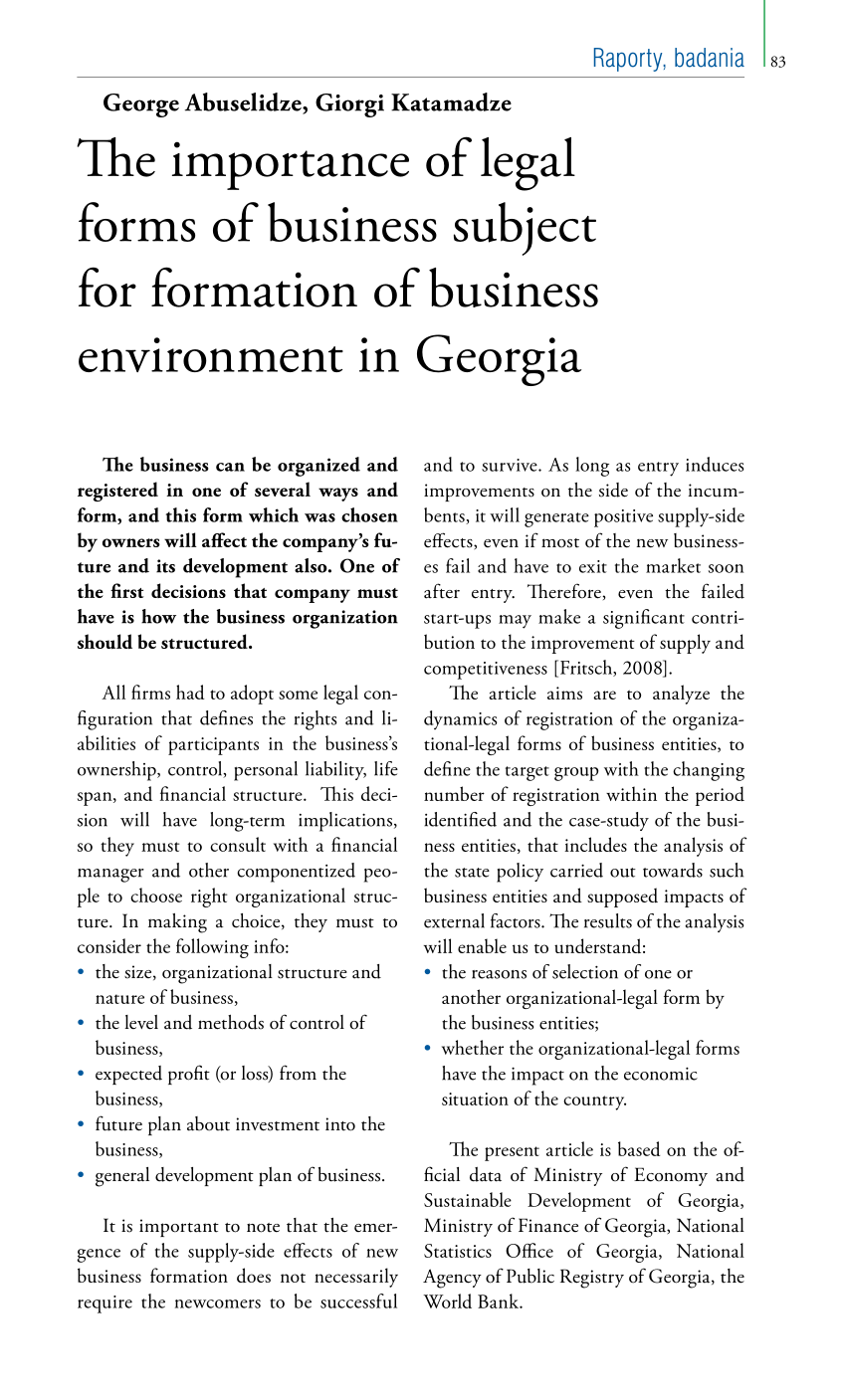 Legal Forms of Business Paper