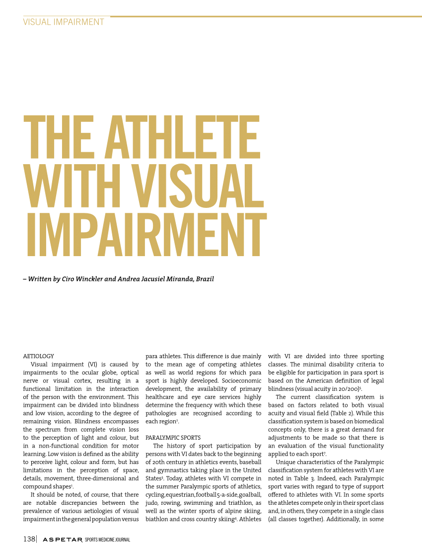 PDF THE ATHLETE WITH VISUAL IMPAIRMENT