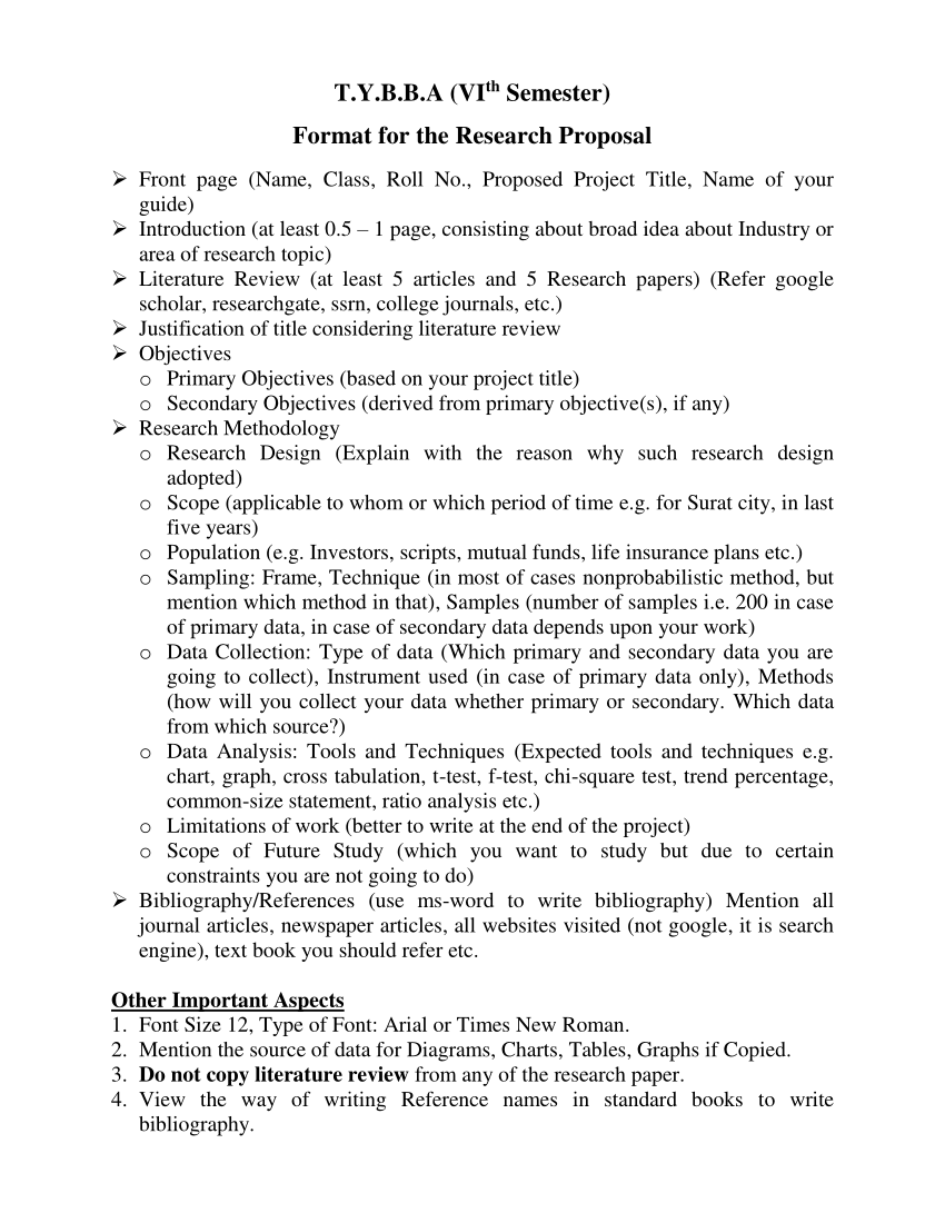 (PDF) Format for Research Proposal