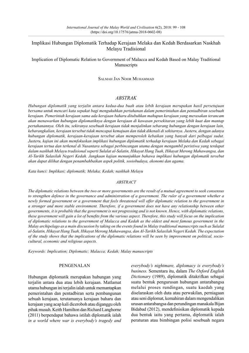 PDF) Implication of Diplomatic Relation to Government of Malacca 