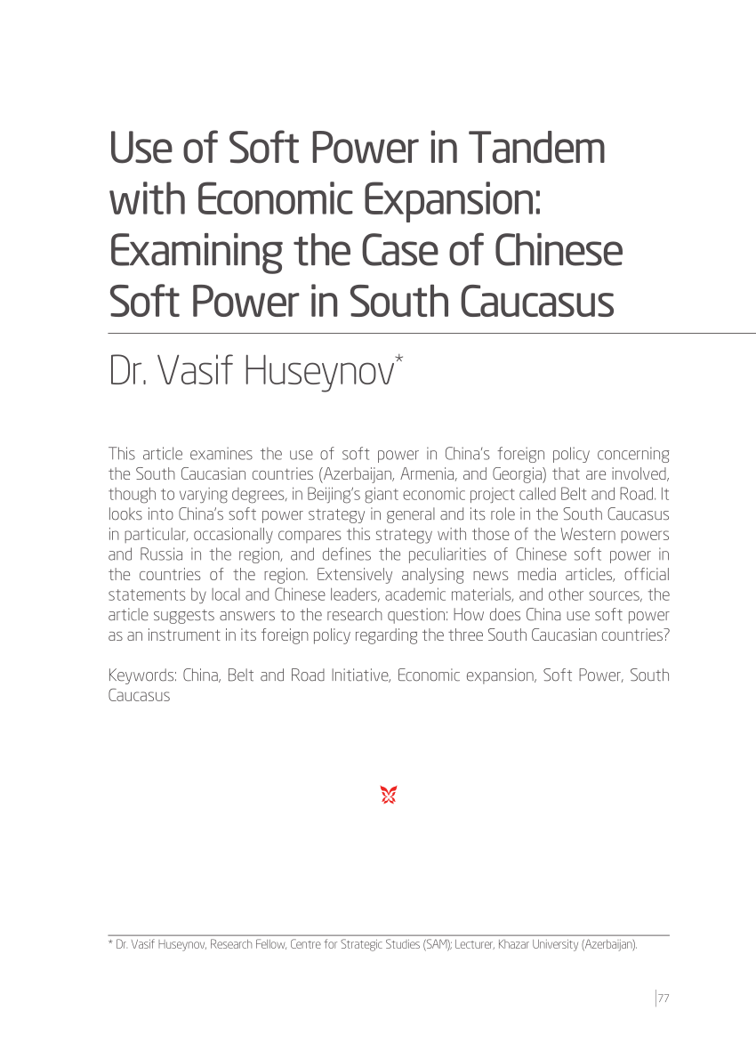 Pdf Use Of Soft Power In Tandem With Economic Expansion
