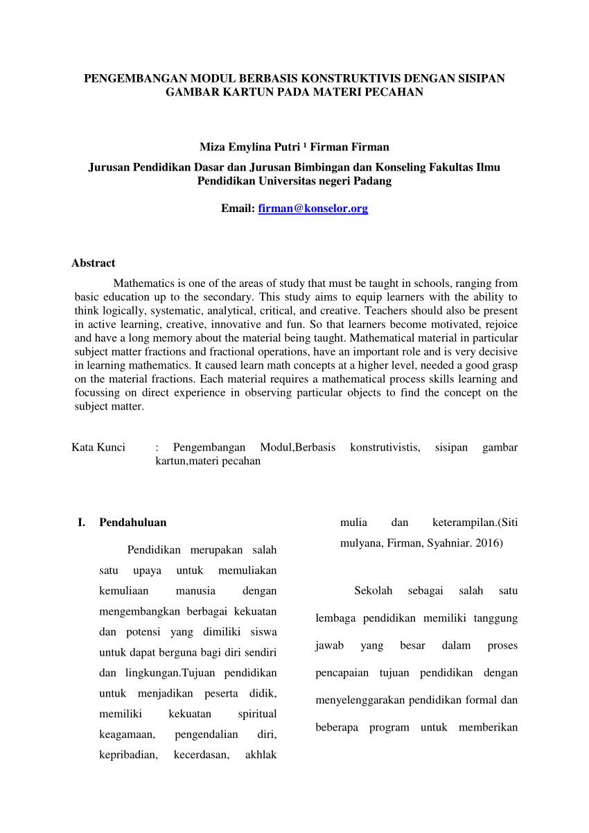 Pdf Pengembangan Modul Berbasis Konstruktivis Dengan Sisipan