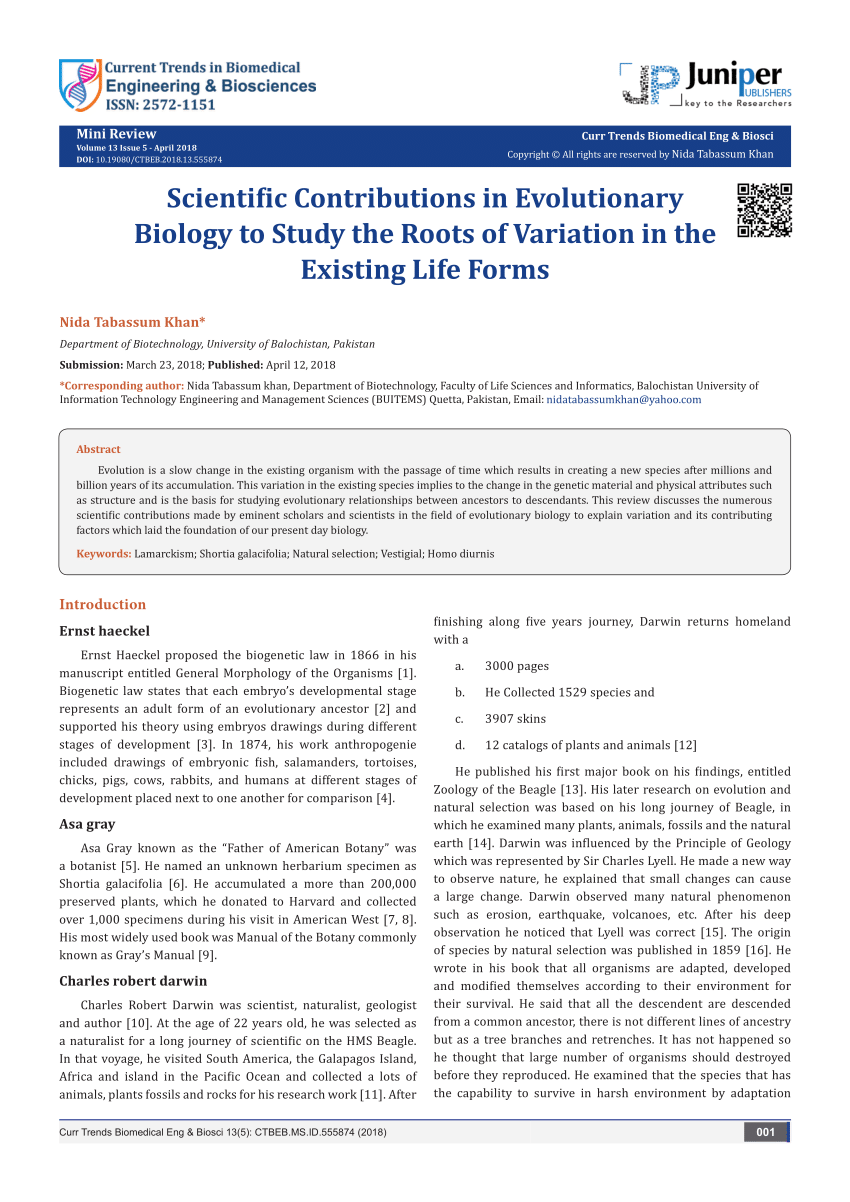 biology research paper evolution