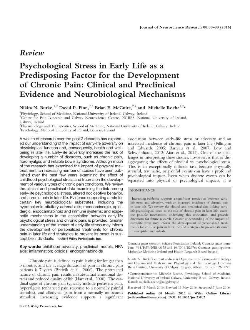 literature review of psychological stress