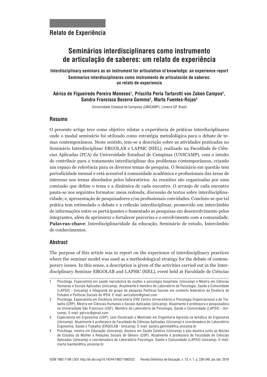 PDF) Interdisciplinaridade na formação da sensibilidade