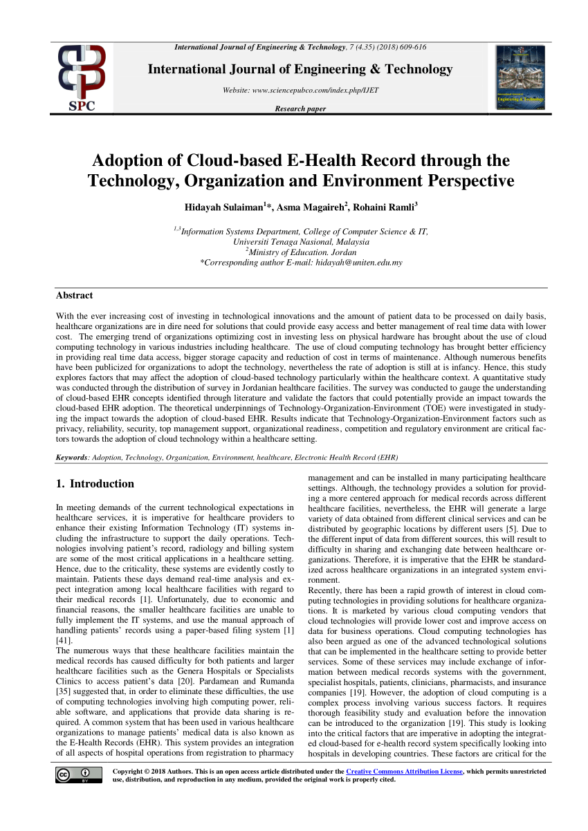 (PDF) Adoption of Cloud-based E-Health Record through the Technology Sns-Brigh10