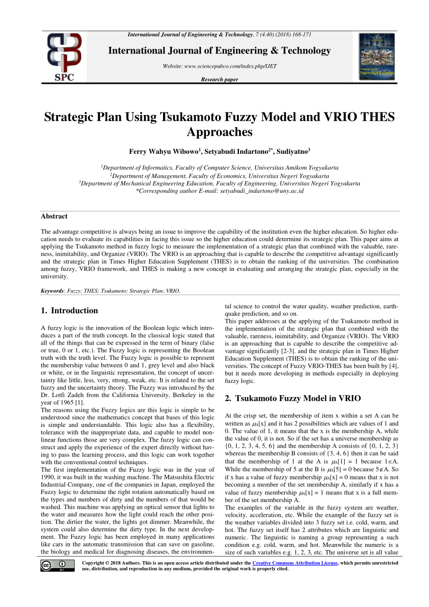 A crisp analysis of use of VRIO resource model