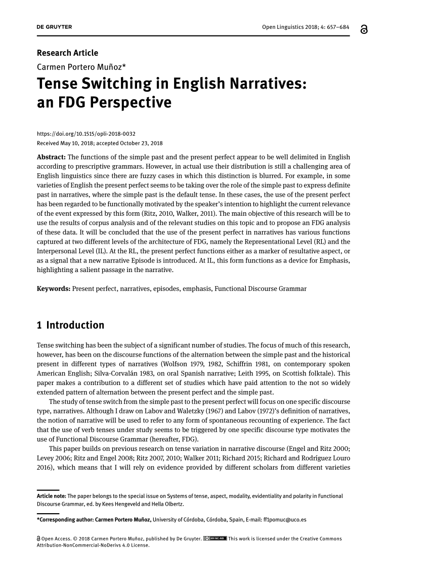 PDF) Tense Switching in English Narratives: an FDG Perspective