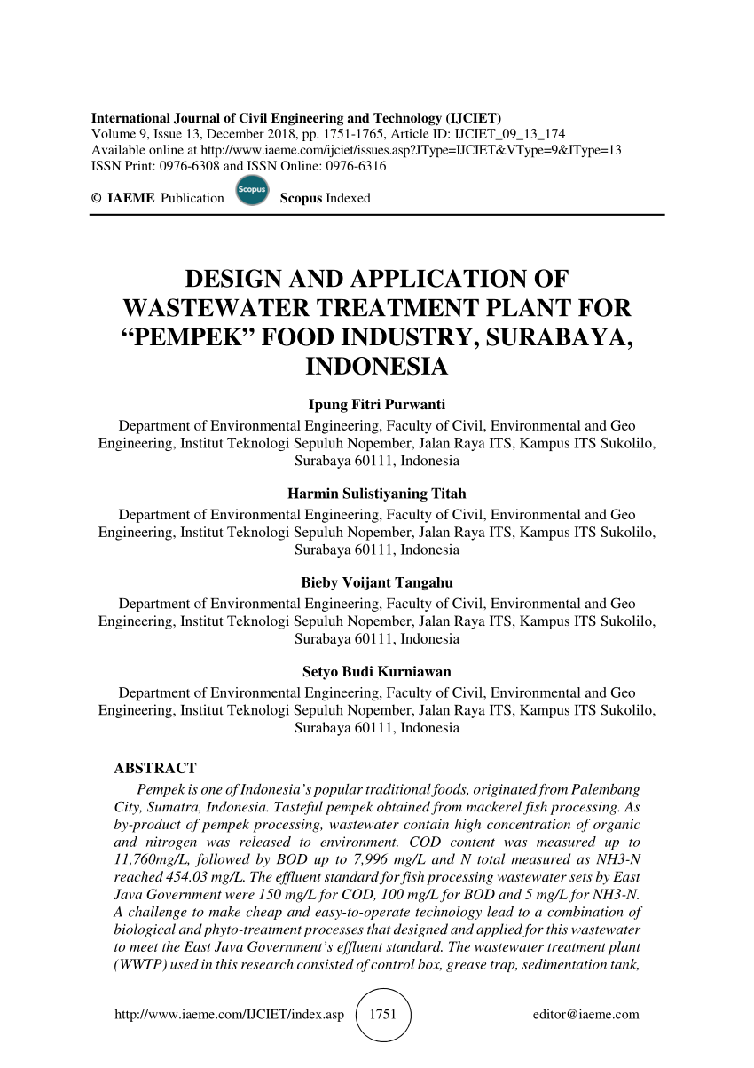 Pdf Design And Application Of Wastewater Treatment Plant For
