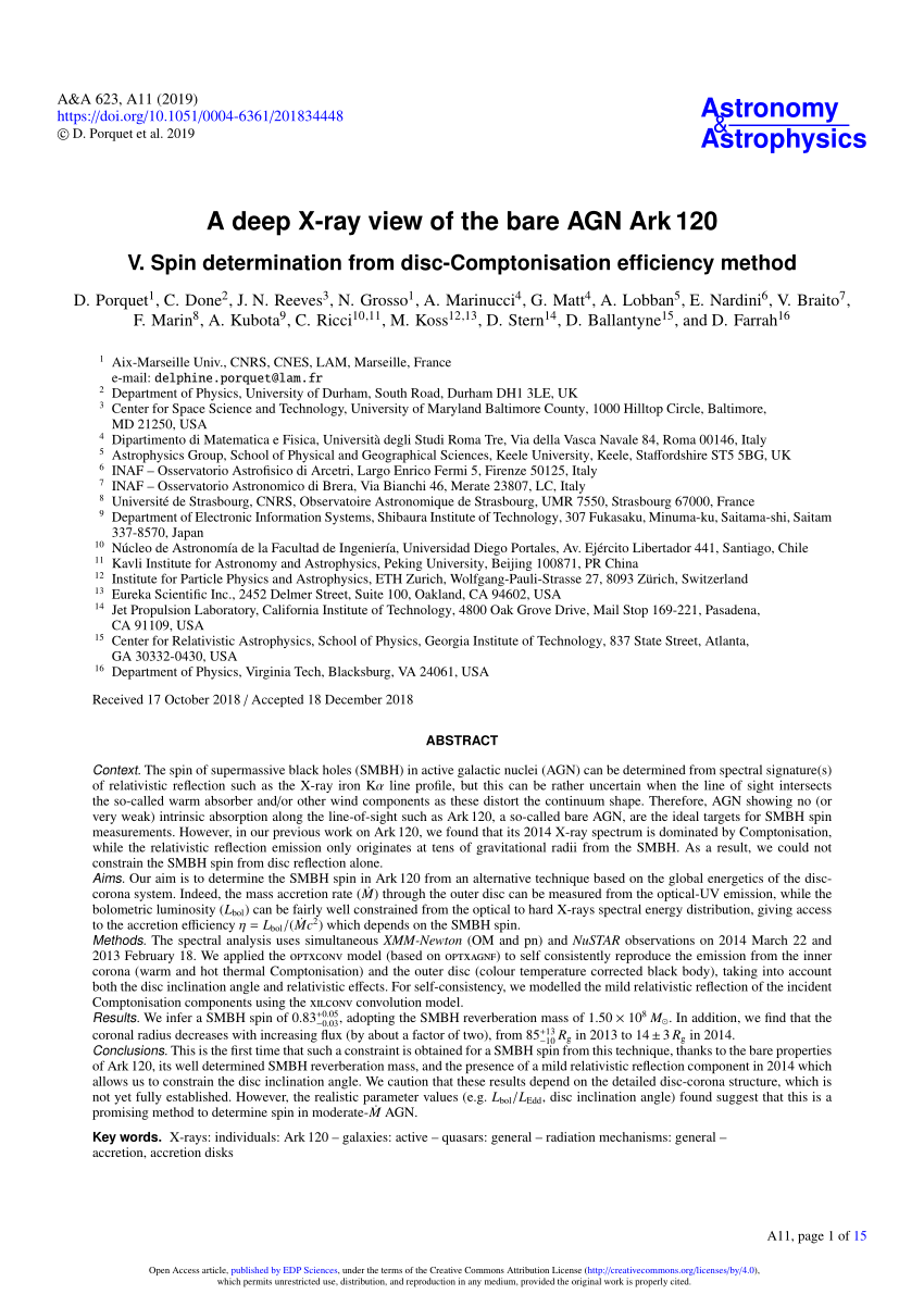 Pdf A Deep X Ray View Of The Bare Agn Ark1 V Spin Determination From Disc Comptonisation Efficiency Method