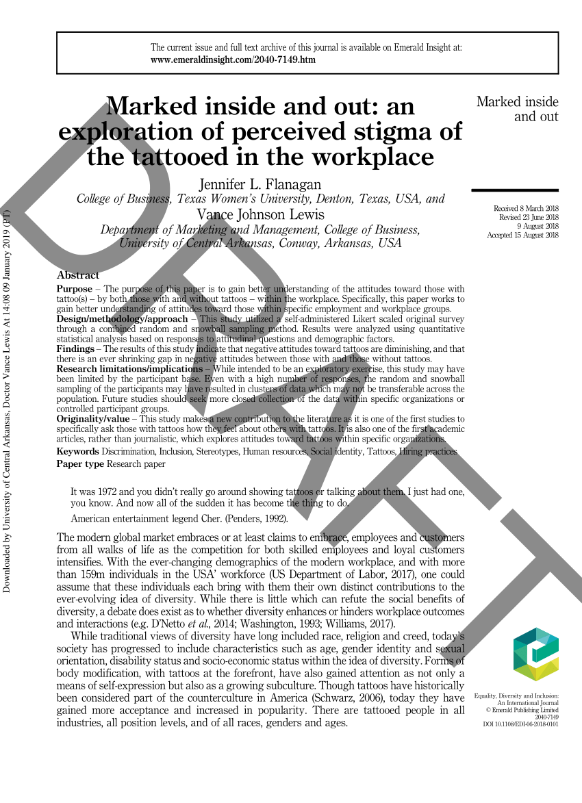 PDF) Marked inside and out an exploration of perceived stigma of the tattooed in the workplace pic