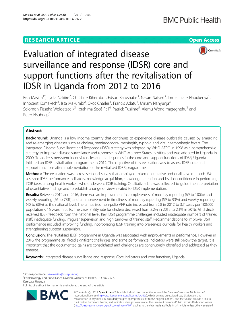 (PDF) Evaluation of integrated disease surveillance and response (IDSR