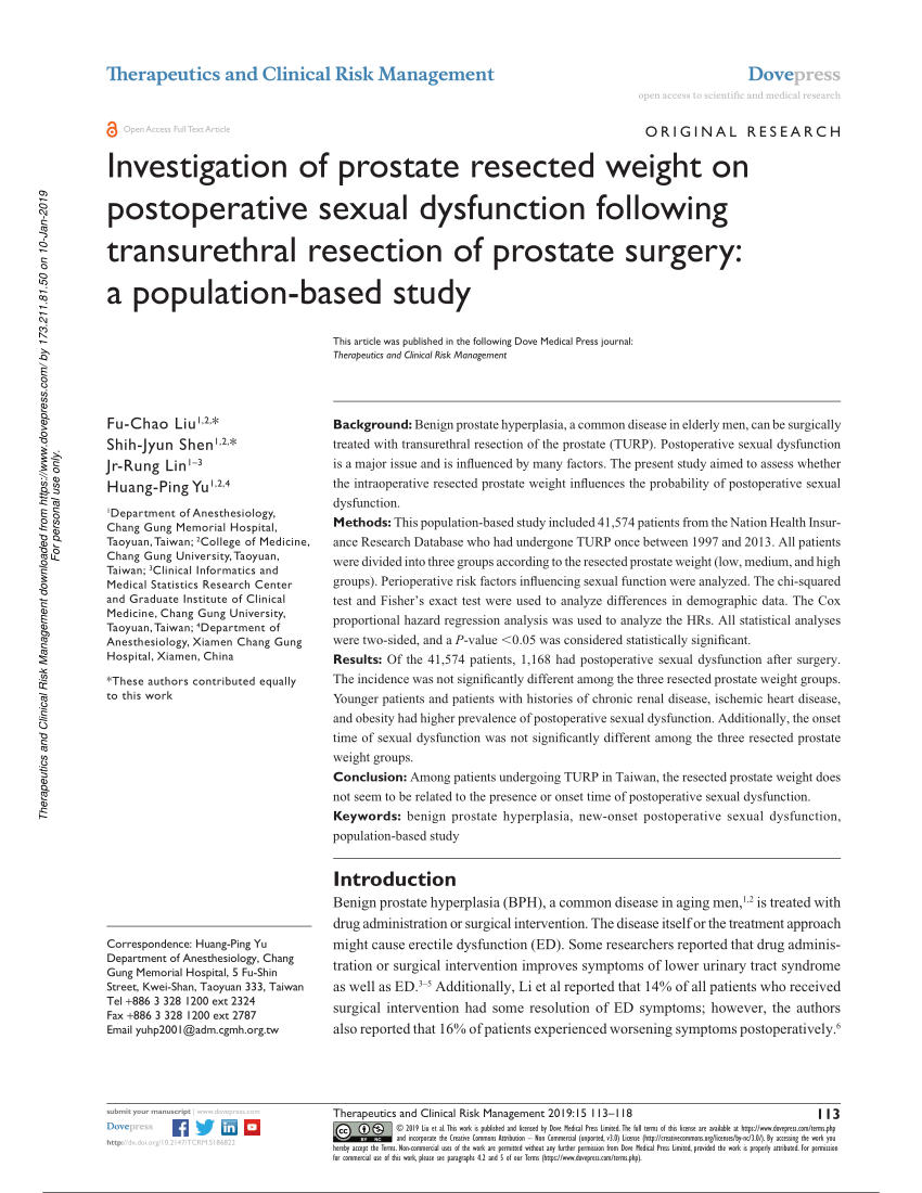 Pdf Investigation Of Prostate Resected Weight On Postoperative Sexual 6897
